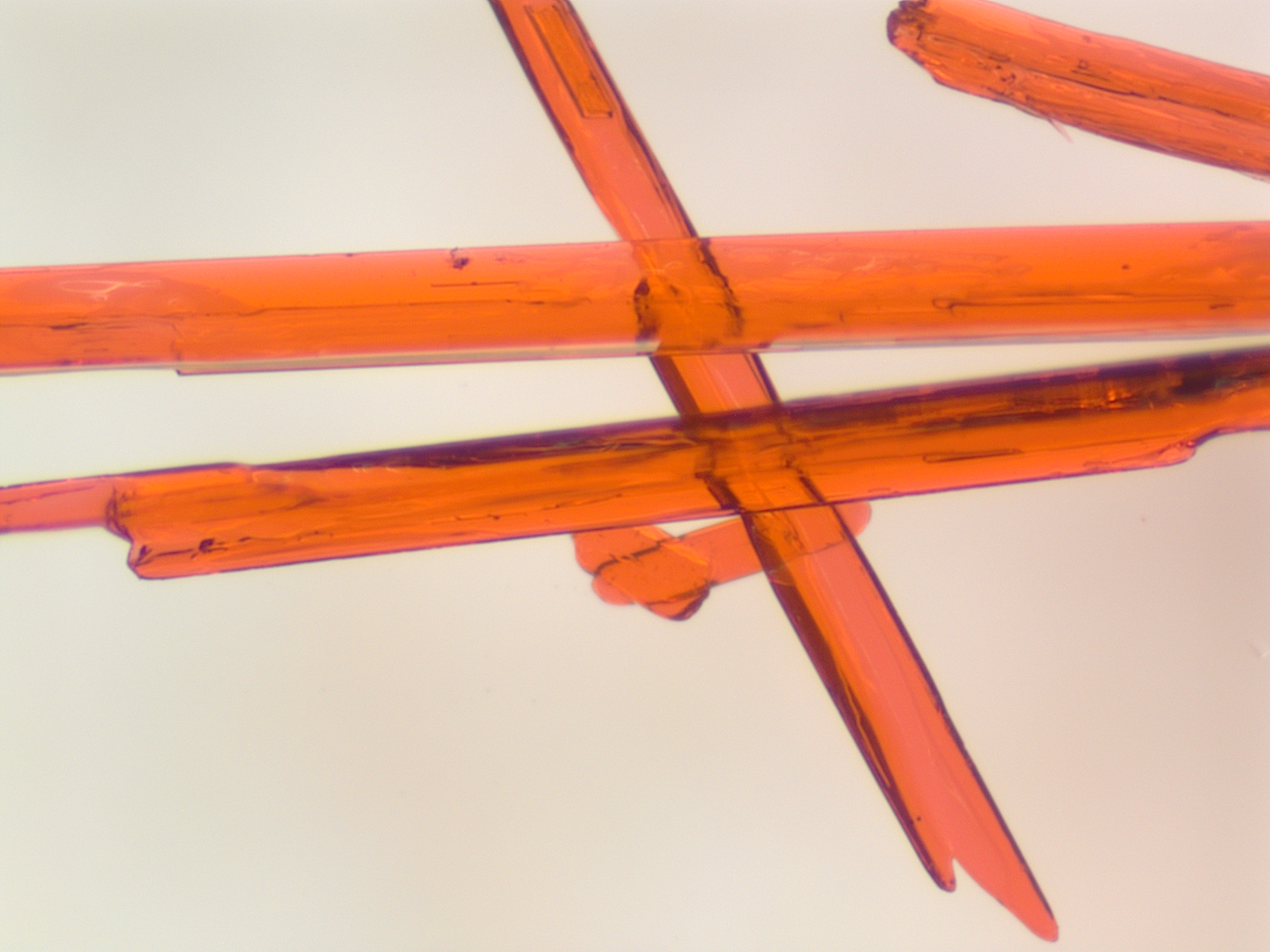 Cristaux de TMTTF (tétraméthyltétrathiofulvalène), utilisé dans la fabrication de sels radicalaires conducteurs. © Manon Mignon